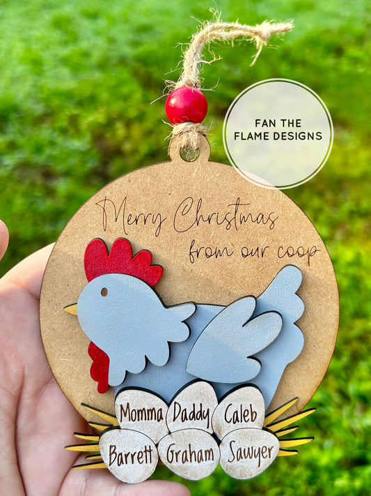 Chicken Coop/Nest Family Christmas Ornament