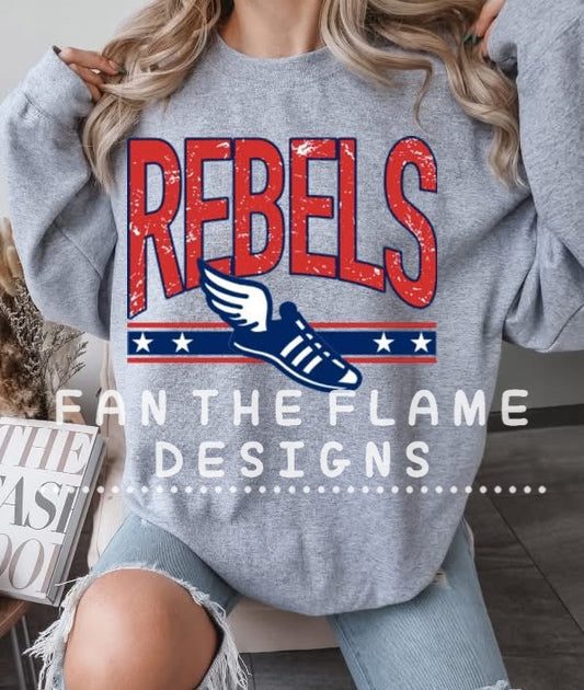 Rebels distressed varsity track & field Tee/Sweatshirt