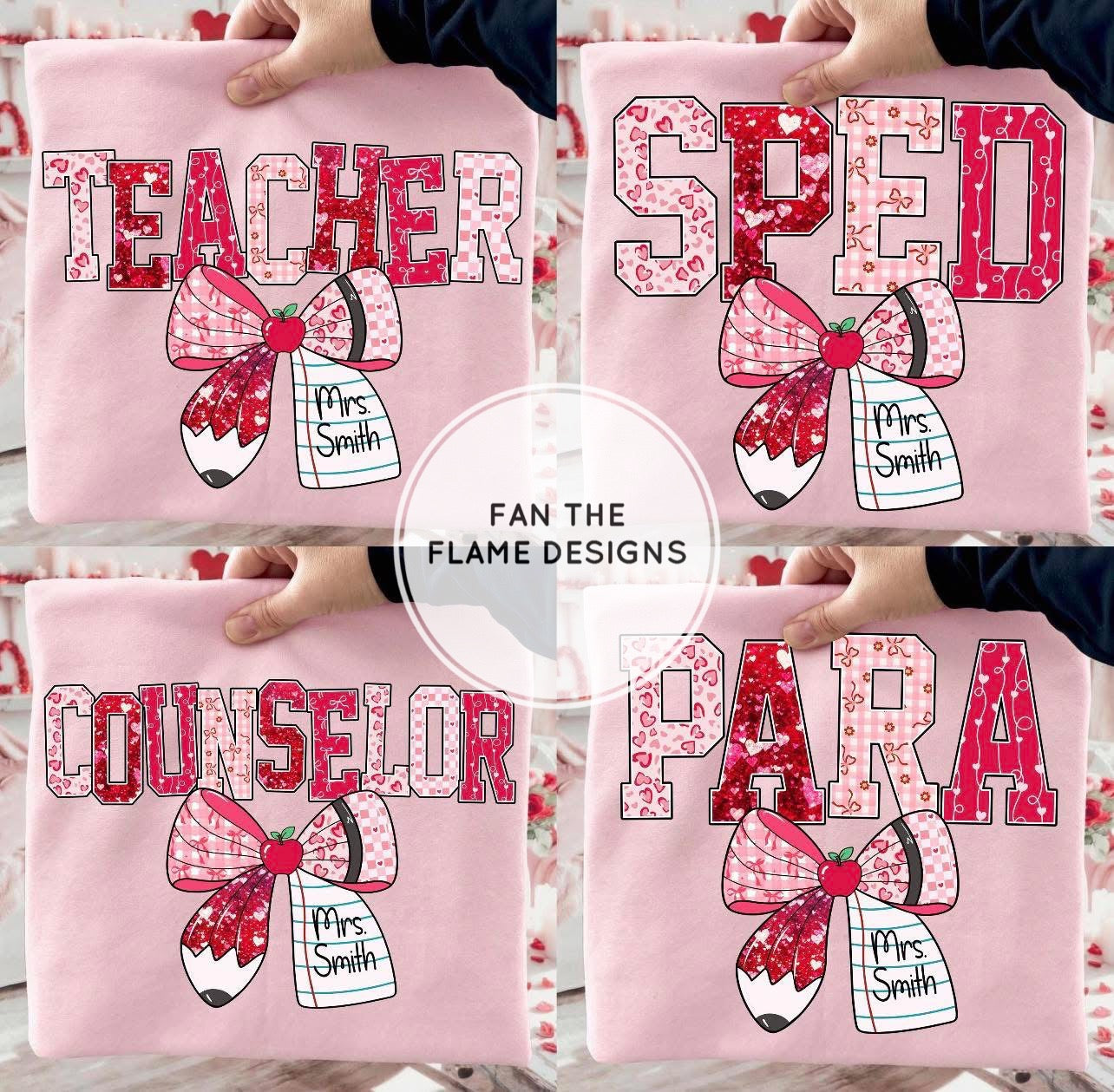 Personalized School Valentine Bow Short/Long/Sweatshirt