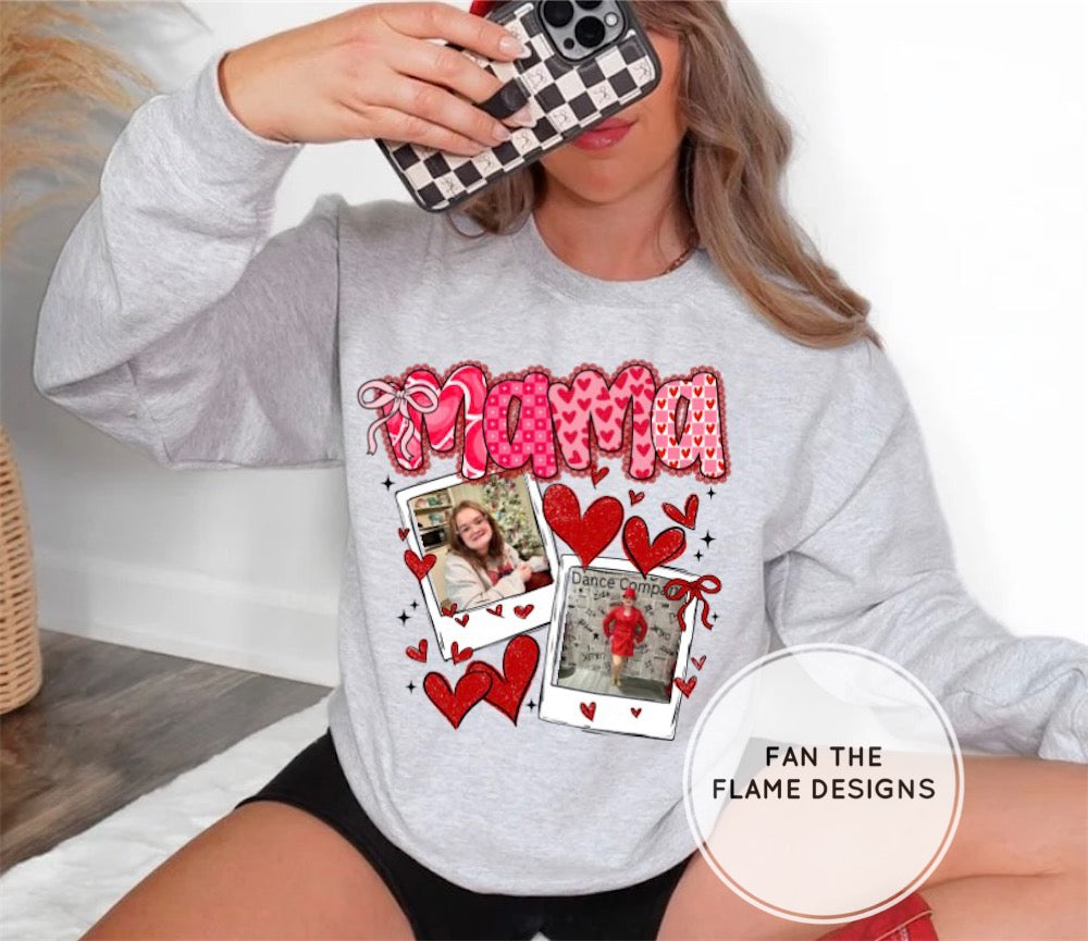 Personalized Preppy Valentine Mama/Nana/Gigi/Mimi Short/Long/Sweatshirt