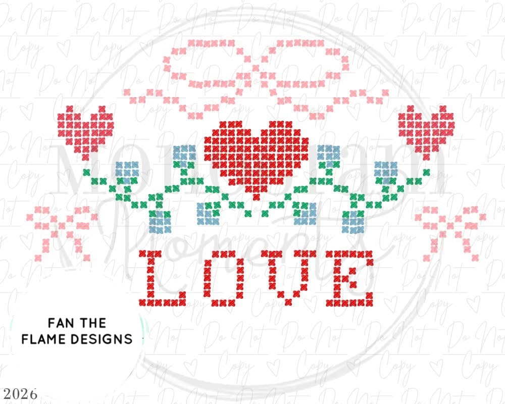 Vintage Love Cross Stitch Short/Long/Sweatshirt