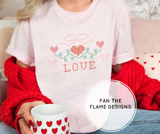 Vintage Love Cross Stitch Short/Long/Sweatshirt