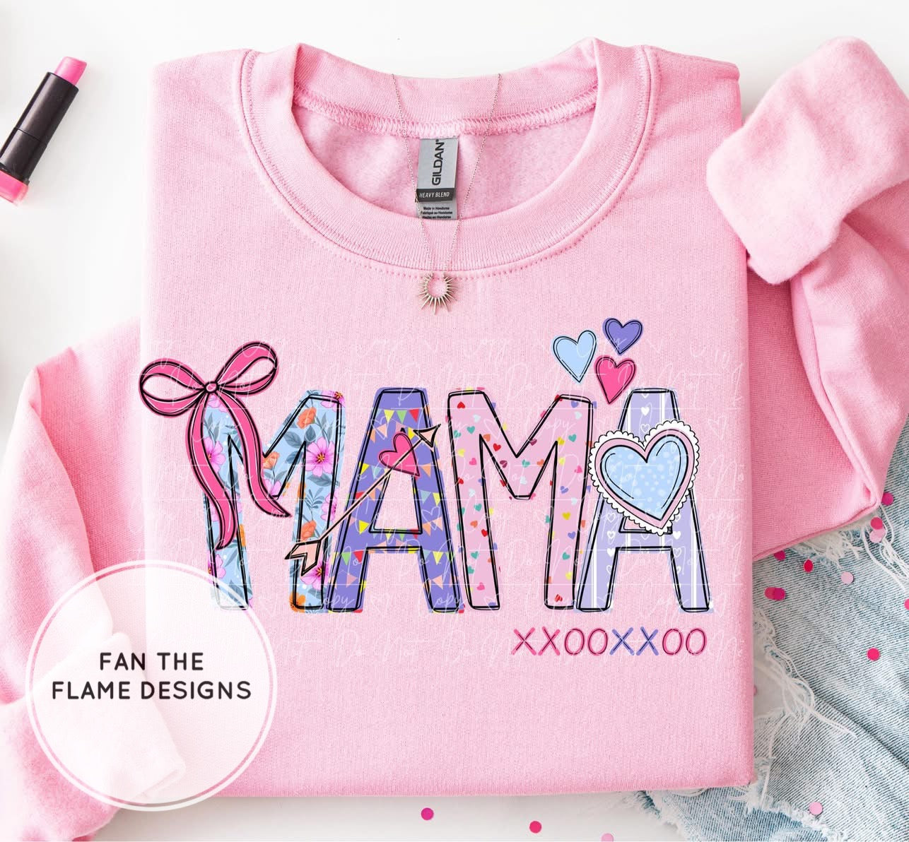 Mama Valentine Font with bow Short/Long/Sweatshirt
