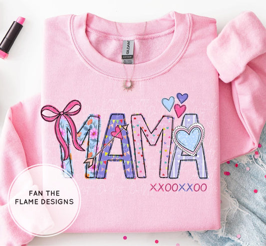 Mama Valentine Font with bow Short/Long/Sweatshirt