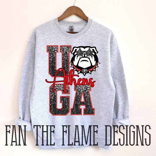 UGA Faux Sequin tee/sweatshirt in Infant/Toddler/Youth/Adult Sizes