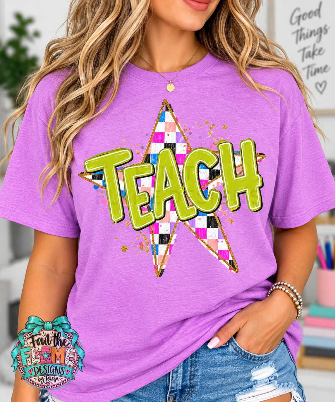 Teach with checkered star