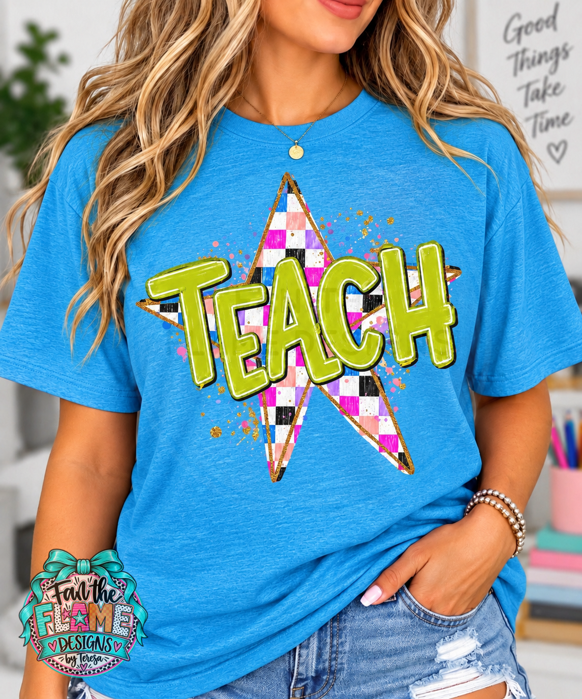Teach with checkered star
