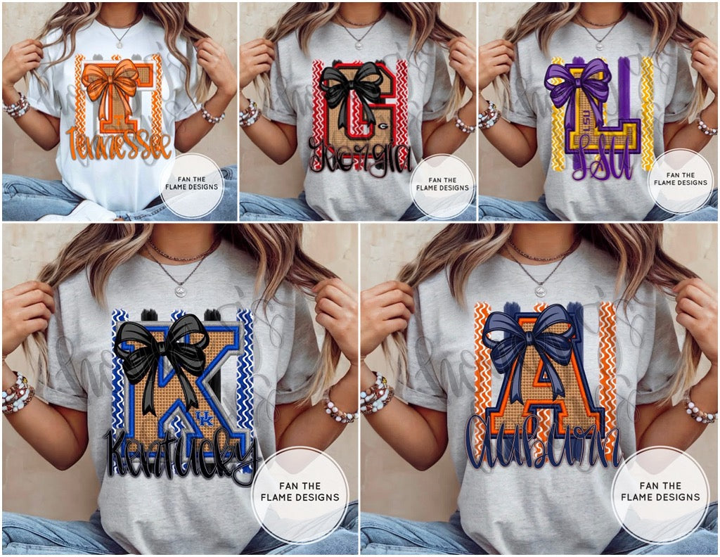 Burlap and Chevron Football Mascots with bows