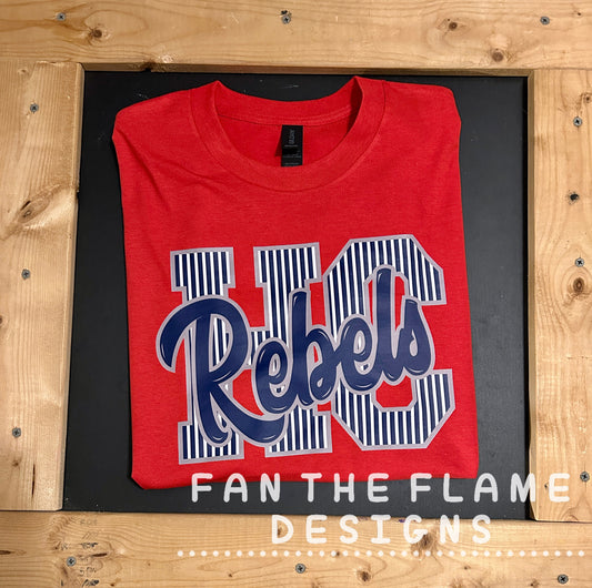 HC Rebels Pinstripe Mascot Tee/Sweatshirt