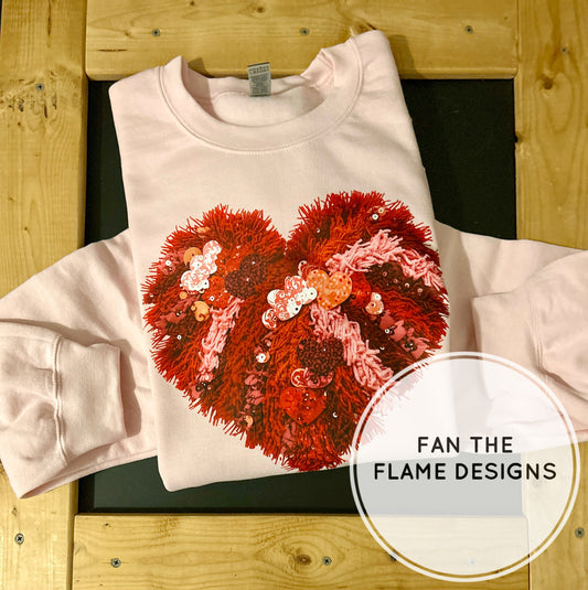 Faux Sequin Yarn Heart Short/Long/Sweatshirt
