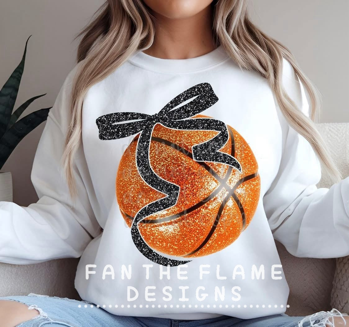 Faux Glitter Ball With Bow tee/sweatshirt