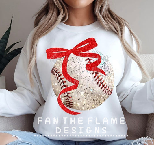 Faux Glitter Ball With Bow tee/sweatshirt