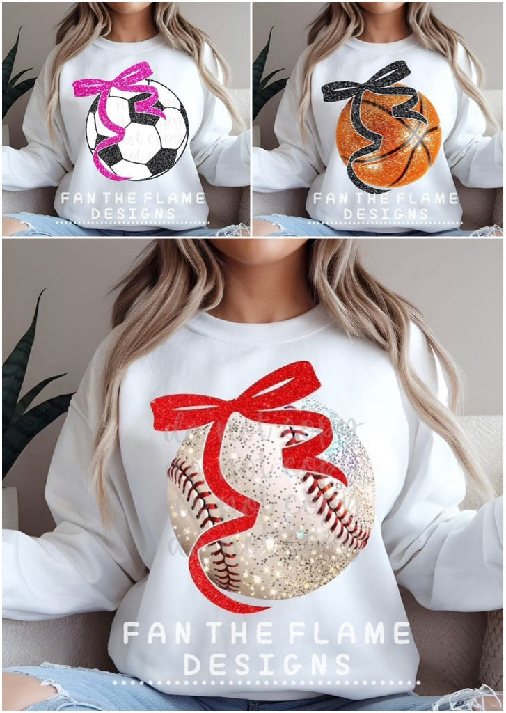 Faux Glitter Ball With Bow tee/sweatshirt