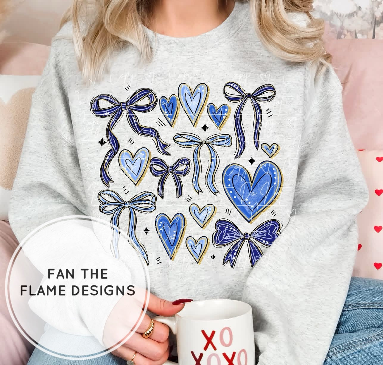 Blue Heart Bow Collage Short/Long/Sweatshirt