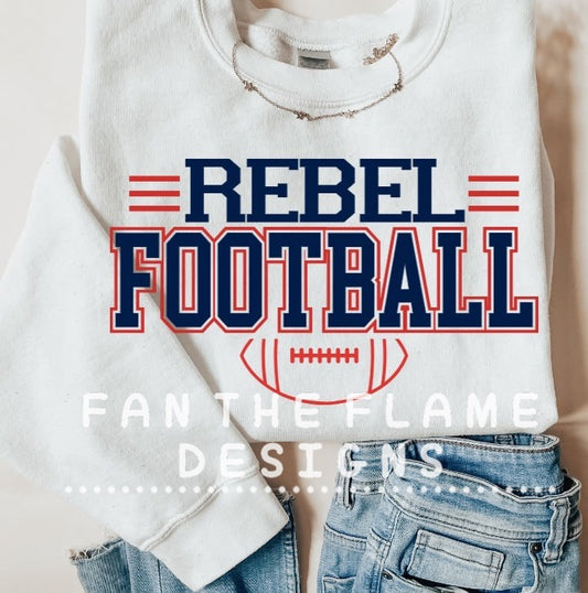 Rebel Football Lined Tee/Sweatshirt