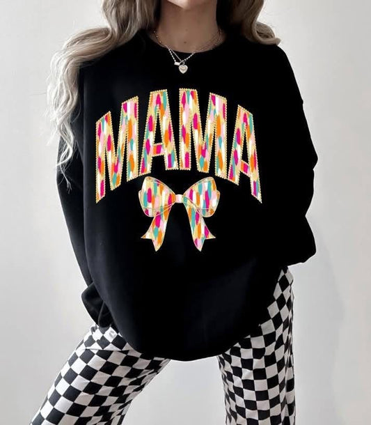 Mama brushstroke with bow tee/sweatshirt