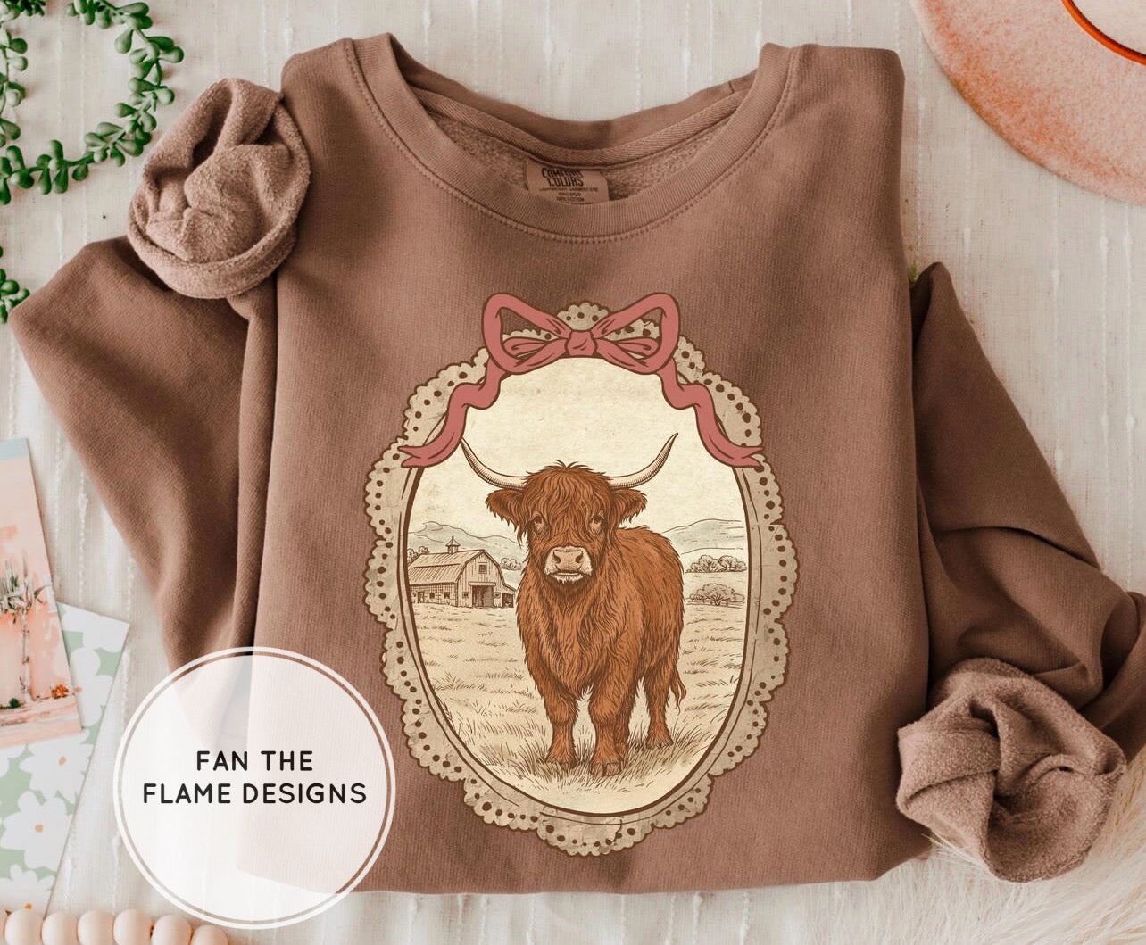 Vintage Farmhouse Highland Cow Short/Long/Sweatshirt