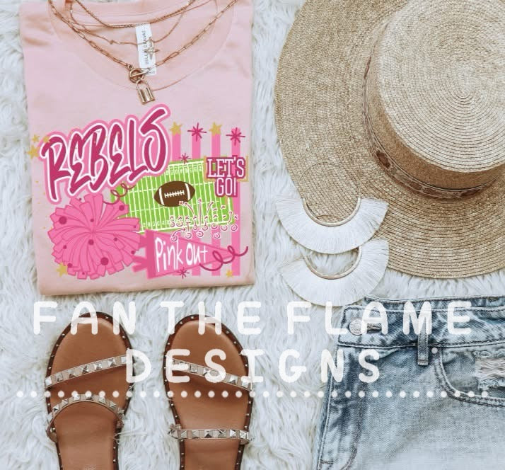 Rebels Pink out Football Field Tee/Sweatshirt
