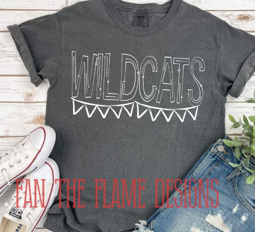 Wildcats white banner tee/sweatshirt