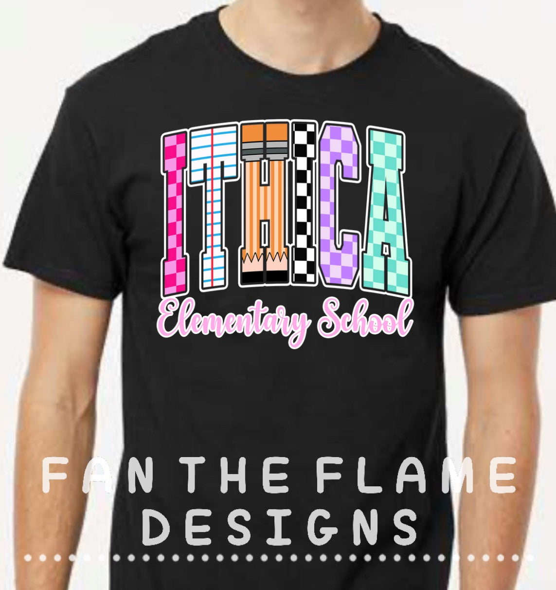 Ithica Elementary School Pencil Font tee/sweatshirt