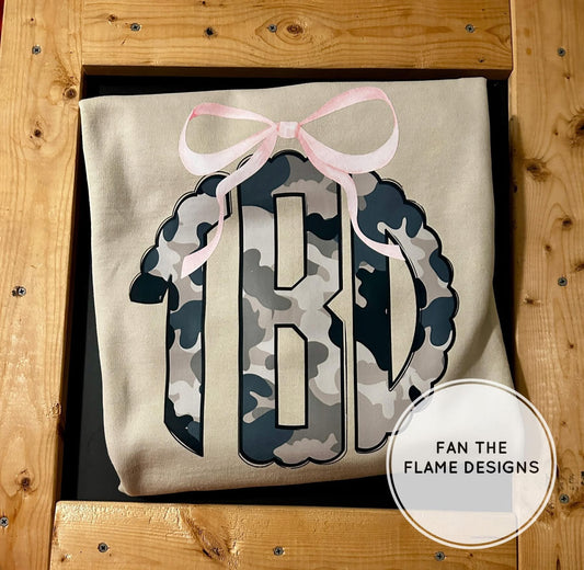 Camo Mono with bow Short/Long/Sweatshirt