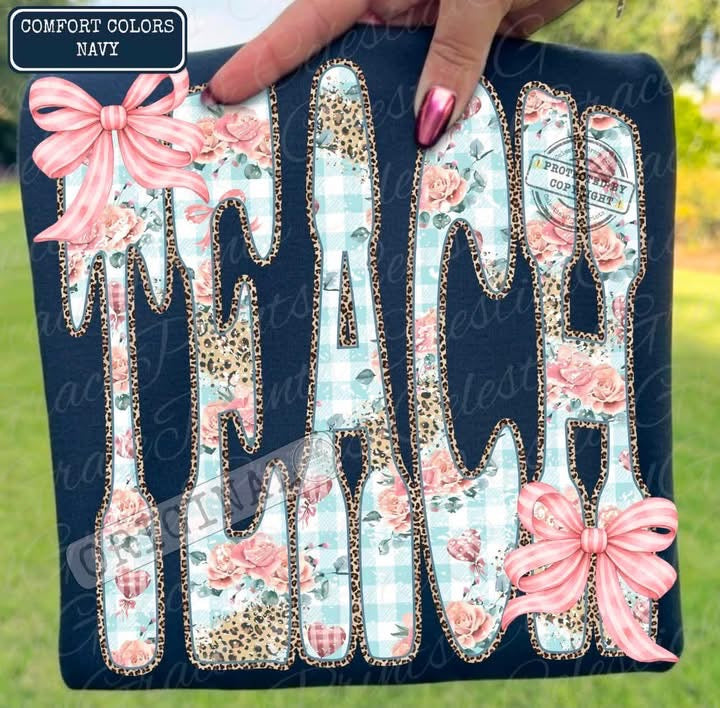 Floral Leopard Teach with Bows