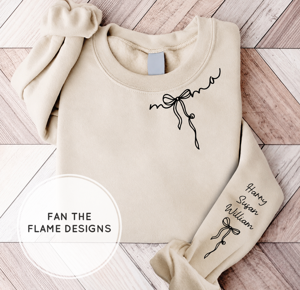 Custom Mama With Kids Name On Sleeve