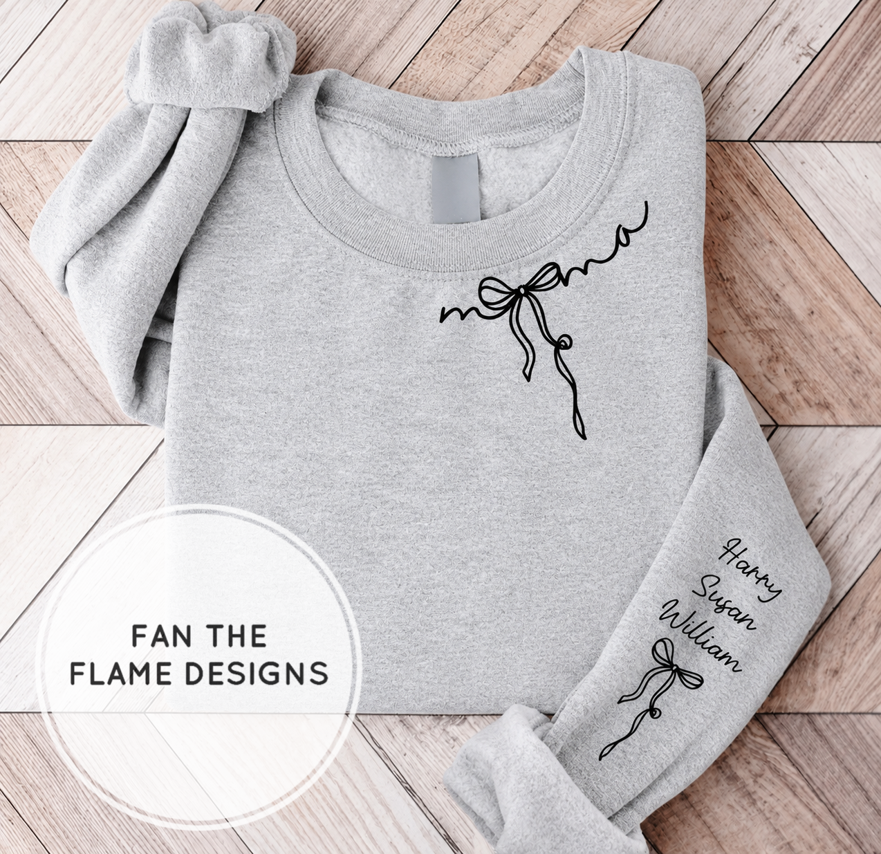 Custom Mama With Kids Name On Sleeve