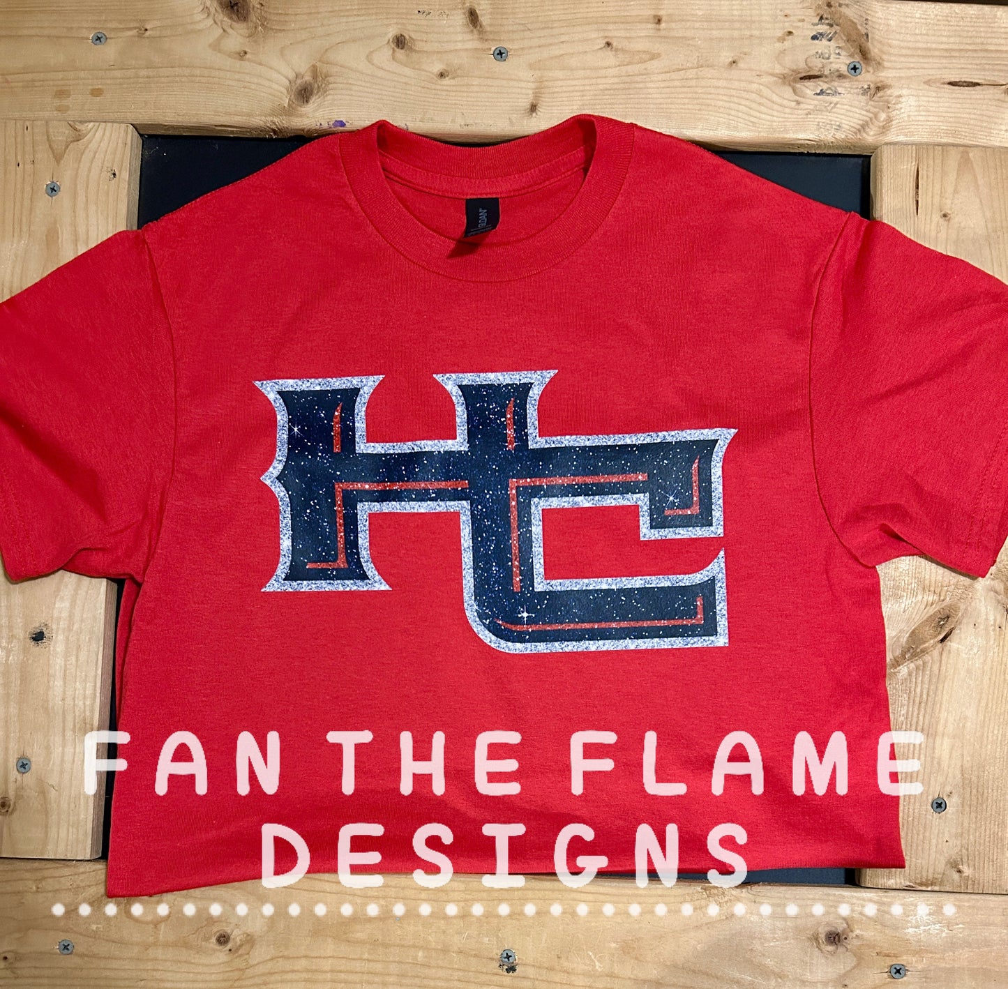 HC Glittery/Plain on Red Tee/Sweatshirt