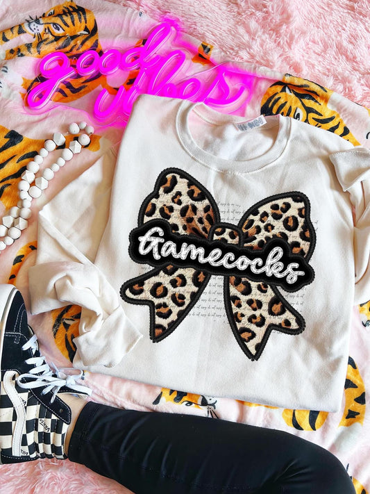 Gamecocks Leopard Bow tee/sweatshirt