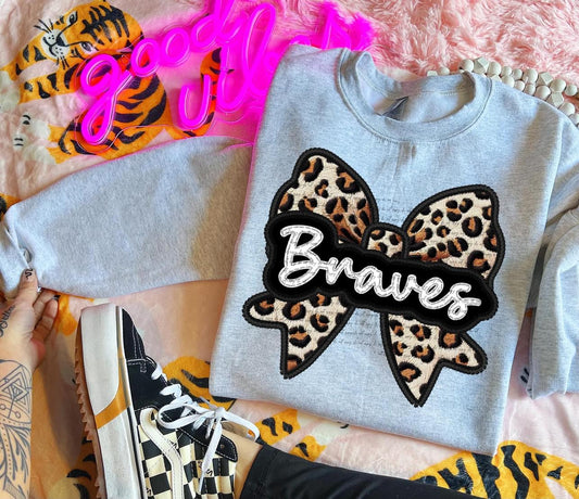 Braves Leopard Bow tee/sweatshirt