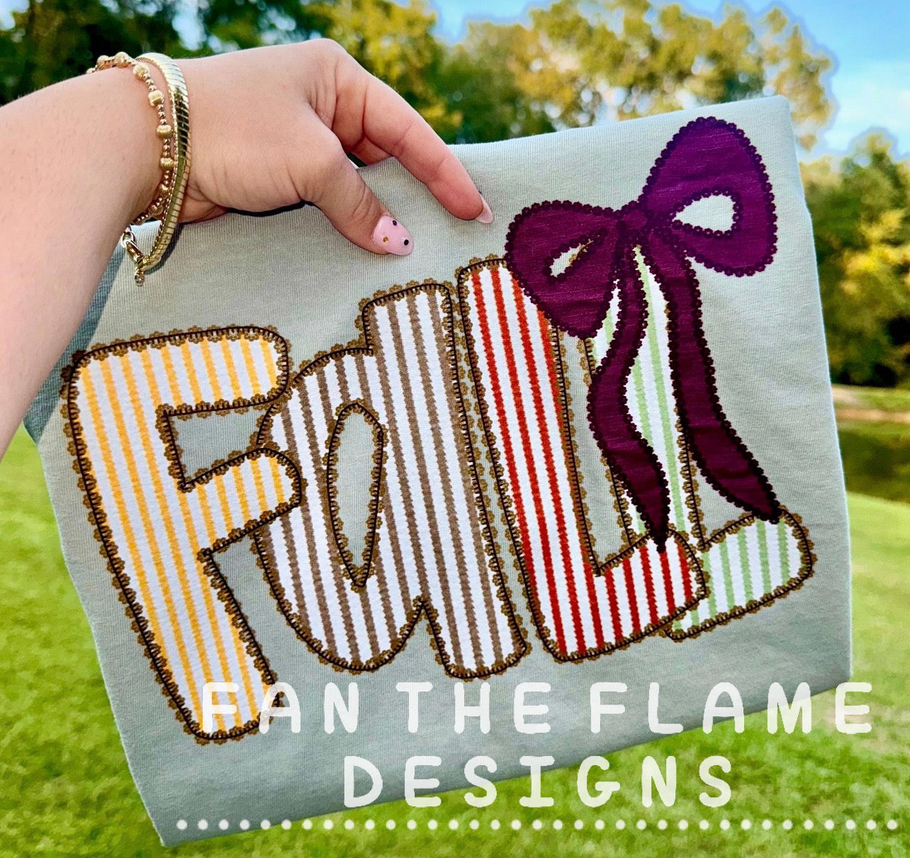 Fall Seersucker with bow Tee/Sweatshirt