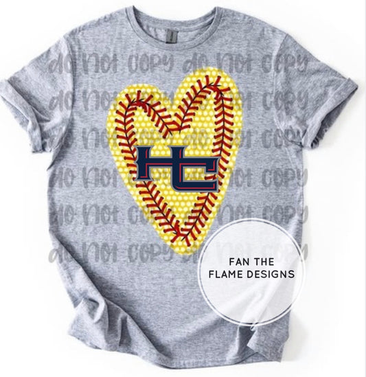 HC Softball Heart Short/Long/Sweatshirt
