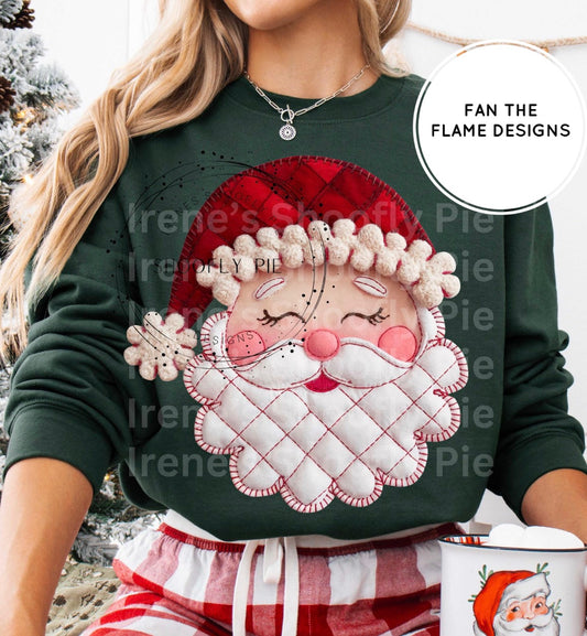 Faux Quilted Santa Tee/Sweatshirt