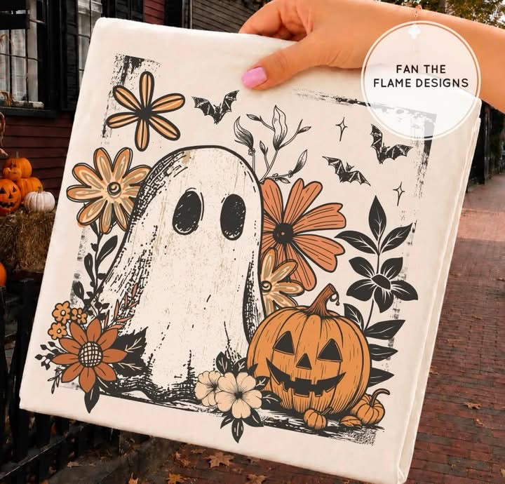 Vintage Ghost with Pumpkins