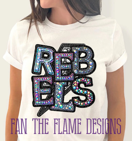 Rebels lightning bolt rhinestones tee/sweatshirt