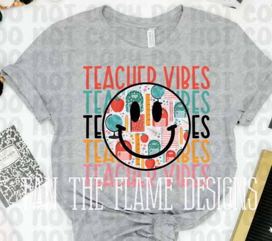 Teacher Vibes Stacked Smiley tee/sweatshirt