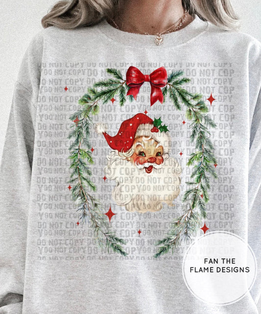 Christmas Santa Wreath Short/Long/Sweatshirt