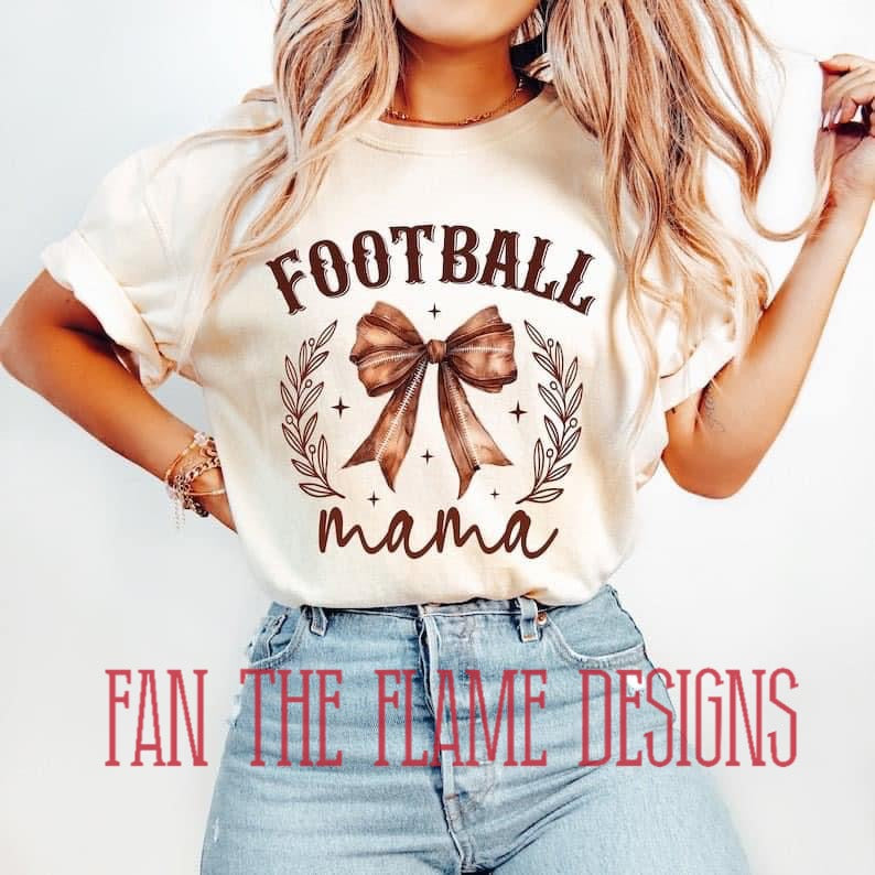 Football mama brown bow tee/sweatshirt