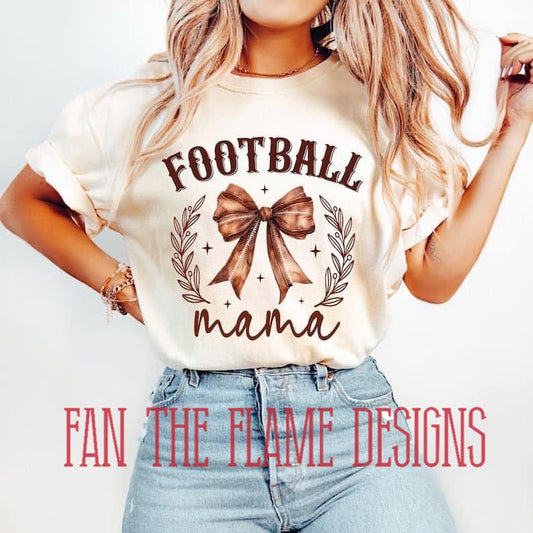 Football mama brown bow tee/sweatshirt