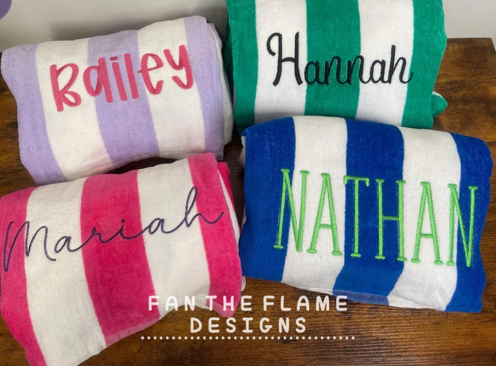 Embroidered Beach Towels 58" x 28 **7-10 business day TAT**