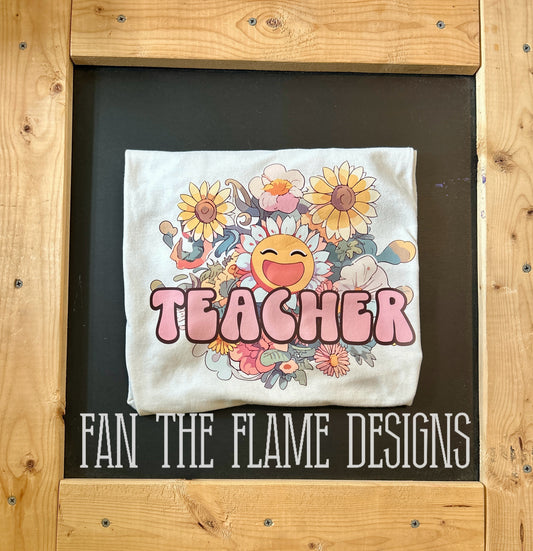 Teacher Smiley & Flowers tee/sweatshirt