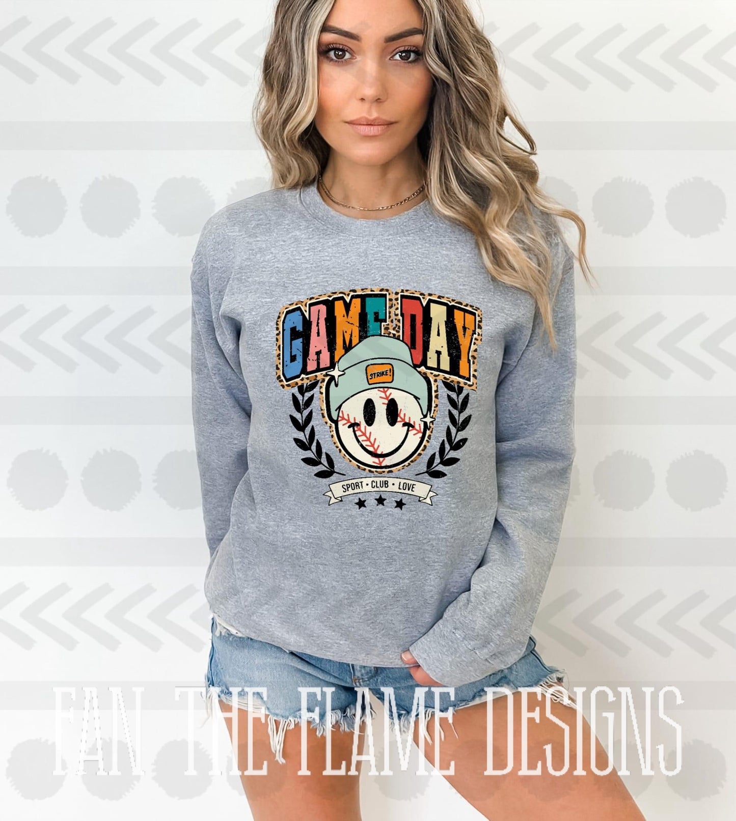 Game day baseball leopard tee/sweatshirt