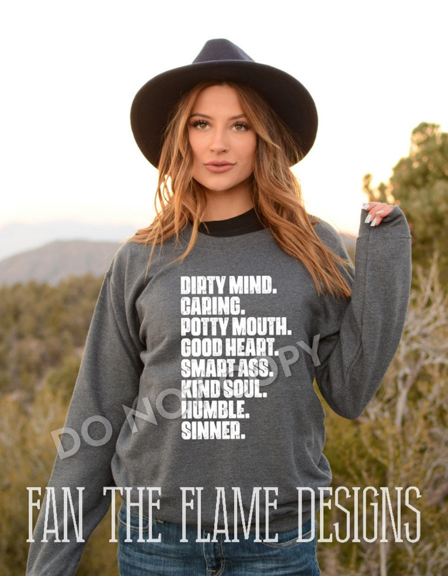 Dirty Mind Caring Potty Mouth tee/sweatshirt