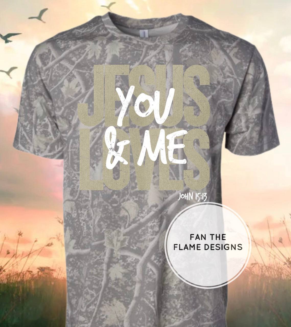 Camo Jesus Loves you and me  Short Sleeve Tee