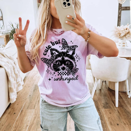 Cute but unhinged raccoon tee/tank