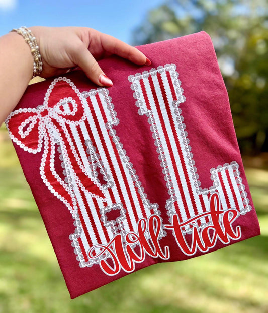 Alabama Pinstripe with bow Short/Long/Sweatshirt