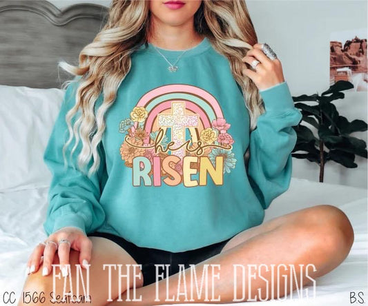 He is Risen Leopard Cross tee/sweatshirt