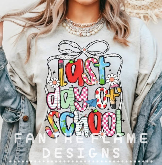 Last day of school polka dot bow tee/tank