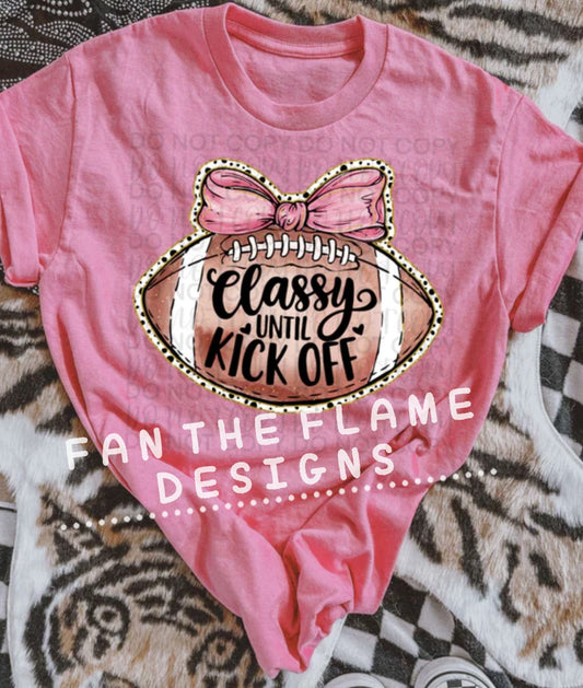 Classy until kickoff football bow tee/tank
